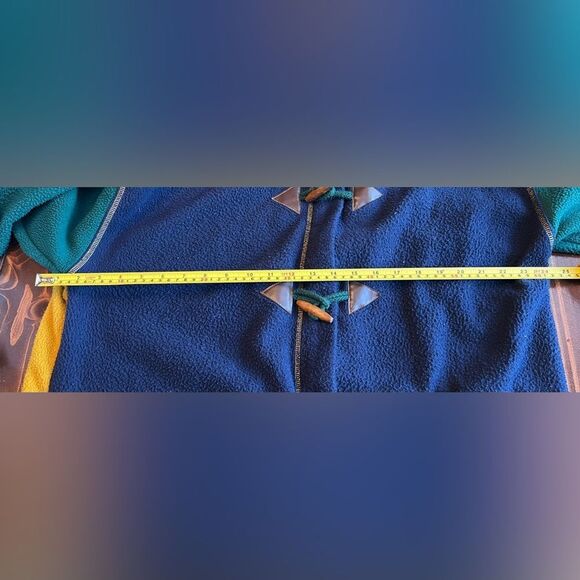 W Wear 2 Fleece Hooded Jacket Colorblock Sz M-XL patch Pockets Toggle Closure - Picture 4 of 5